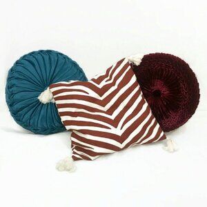 Zebra Tiger Print Cotton Pillow Cover with tassels Brown beige